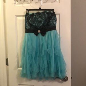 Blue and black formal dress